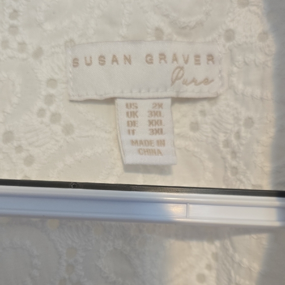 Susan Graver Women's White Eyelet Women's Blazer- Size 2X - Picture 4 of 7